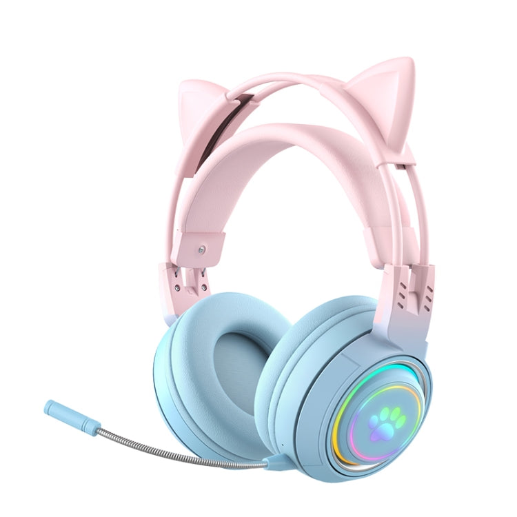 T25 RGB Stereo Cat Ear Bluetooth Wireless Headphones with Detachable Microphone