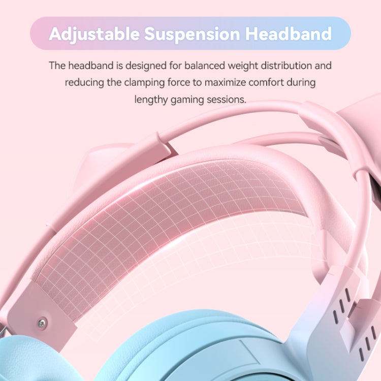 T25 RGB Stereo Cat Ear Bluetooth Wireless Headphones with Detachable Microphone