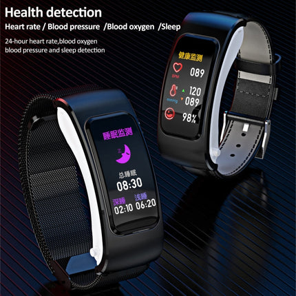 K60 1.08 inch Leather Band Earphone Detachable Life Waterproof Smart Watch Support Bluetooth Call, Leather Band (Black Silver), Leather Band (Brown), Leather Band (Black), Leather Band (Brown Silver)