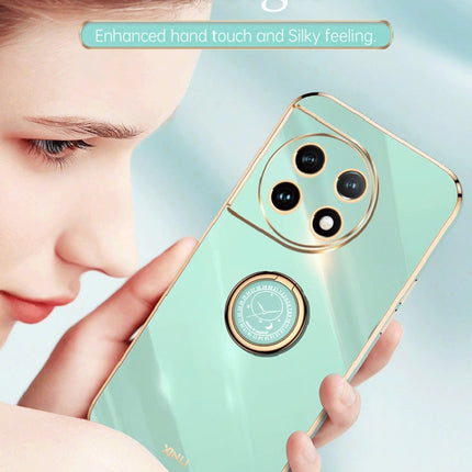 XINLI Straight Edge 6D Electroplate TPU Phone Case with Ring Holder