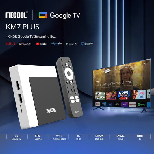 MECOOL KM7 Plus Android 11 Smart TV Set Top Box, Amlogic S905Y4 Quad Core, 2GB+16GB, Plug Type:EU Plug, US Plug, UK Plug, EU Plug, AU Plug