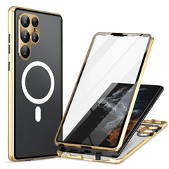 HD Full Cover Magsafe Magnetic Metal Tempered Glass Phone Case, For Samsung Galaxy S22 5G, For Samsung Galaxy S21 5G, For Samsung Galaxy S21+ 5G, For Samsung Galaxy S21 Ultra 5G