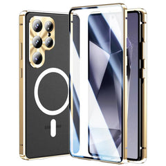 HD Full Cover Magsafe Magnetic Metal Tempered Glass Phone Case