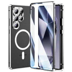HD Full Cover Magsafe Magnetic Metal Tempered Glass Phone Case