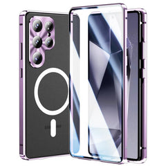HD Full Cover Magsafe Magnetic Metal Tempered Glass Phone Case