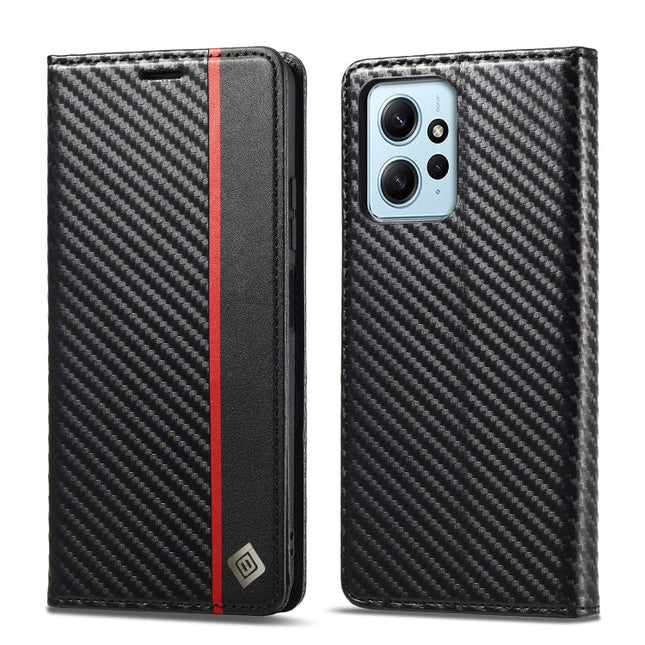 LC.IMEEKE Carbon Fiber Leather Phone Case, For Xiaomi Redmi Note 12 4G Global