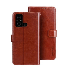 idewei Crazy Horse Texture Leather Phone Case with Holder, For Sharp Rouvo V, For Ulefone Note 14, For Xiaomi Poco C55/Redmi 12C/Redmi 11A