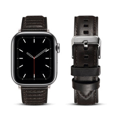 Oil Wax Genuine Leather Watch Band, For Apple Watch Ultra 49mm / Series 8&7 45mm / SE 2&6&SE&5&4 44mm / 3&2&1 42mm, For Apple Watch Series 8&7 41mm / SE 2&6&SE&5&4 40mm / 3&2&1 38mm