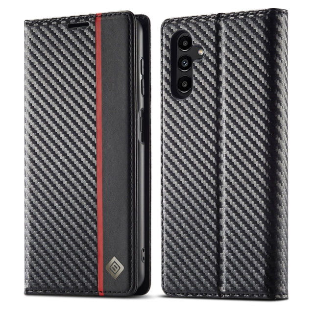 LC.IMEEKE Carbon Fiber PU + TPU Horizontal Flip Leather Phone Case, For Samsung Galaxy A24 4G