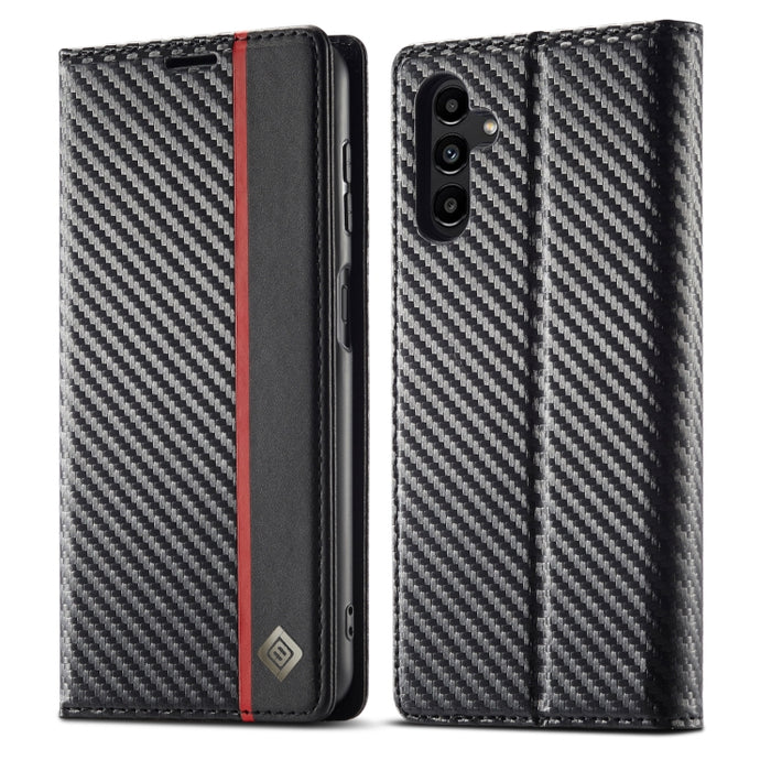 LC.IMEEKE Carbon Fiber PU + TPU Horizontal Flip Leather Phone Case, For Samsung Galaxy A24 4G