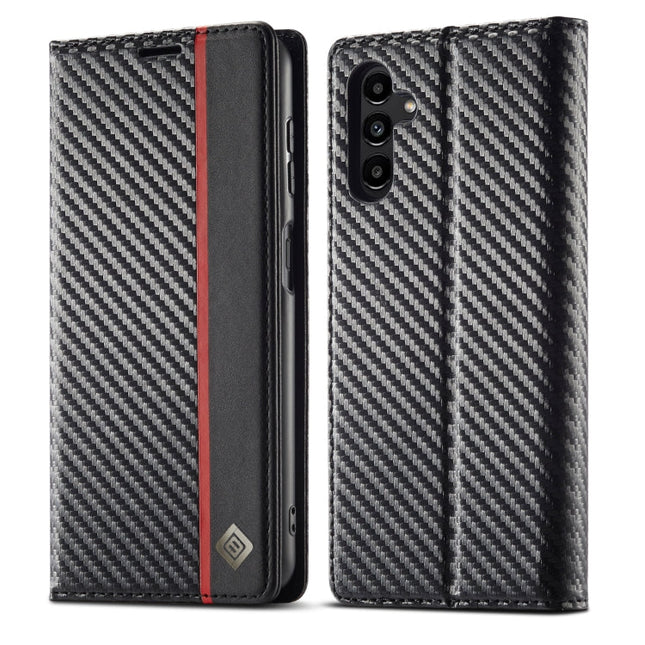 LC.IMEEKE Carbon Fiber PU + TPU Horizontal Flip Leather Phone Case, For Samsung Galaxy A24 4G
