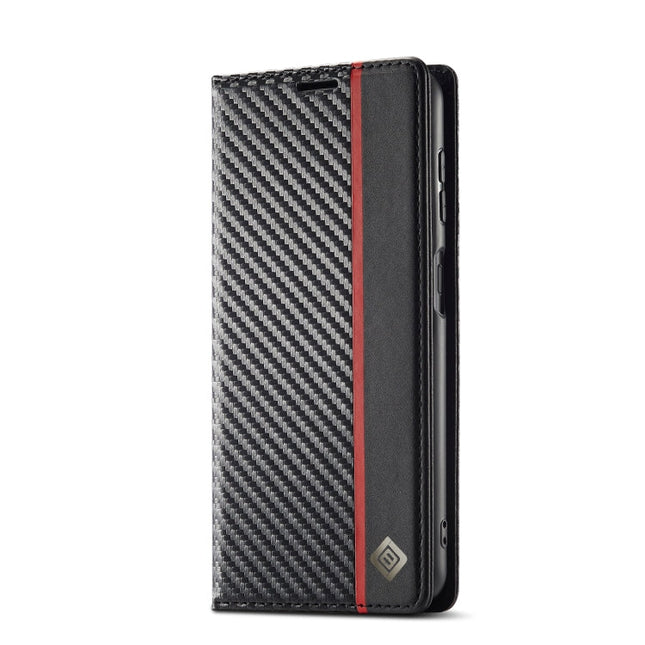 LC.IMEEKE Carbon Fiber PU + TPU Horizontal Flip Leather Phone Case, For Samsung Galaxy A24 4G
