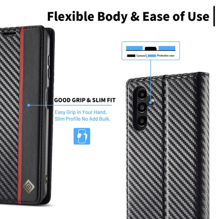LC.IMEEKE Carbon Fiber PU + TPU Horizontal Flip Leather Phone Case, For Samsung Galaxy A24 4G