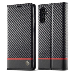 LC.IMEEKE Carbon Fiber PU + TPU Horizontal Flip Leather Phone Case, For Samsung Galaxy A24 4G
