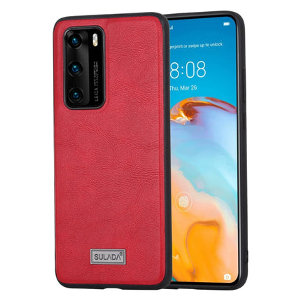 SULADA Shockproof TPU + Handmade Leather Protective Case, For Huawei P40, For Huawei P40 Pro