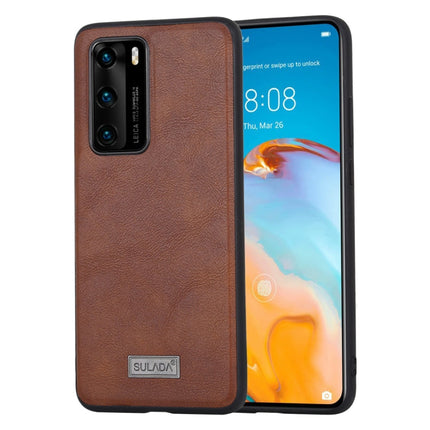 SULADA Shockproof TPU + Handmade Leather Protective Case, For Huawei P40, For Huawei P40 Pro