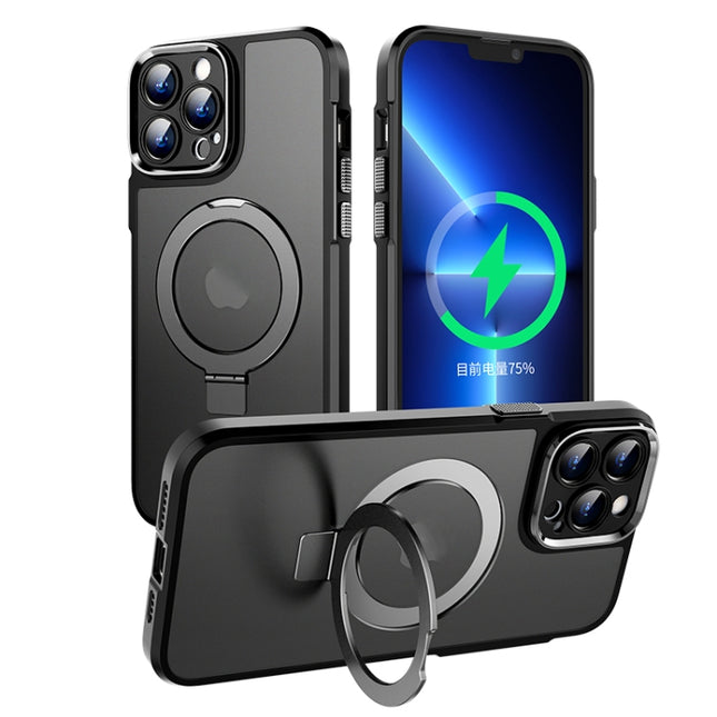 MagSafe Magnetic Metal Holder Phone Case, For iPhone 14, For iPhone 14 Plus, For iPhone 14 Pro, For iPhone 13 Pro Max