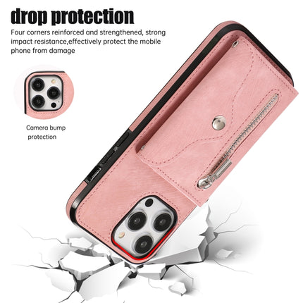 Zipper RFID Card Slot Phone Case with Short Lanyard, For iPhone 13 mini, For iPhone 13, For iPhone 13 Pro, For iPhone 13 Pro Max