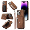 Zipper RFID Card Slot Phone Case with Short Lanyard, For iPhone 13, For iPhone 13 Pro, For iPhone 13 Pro Max, For iPhone 12 mini, For iPhone 12 / 12 Pro