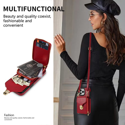 Zipper Hardware Card Wallet Phone Case, For iPhone 14 Pro Max, For iPhone 14 Pro, For iPhone 14 Plus, For iPhone 14 / 13