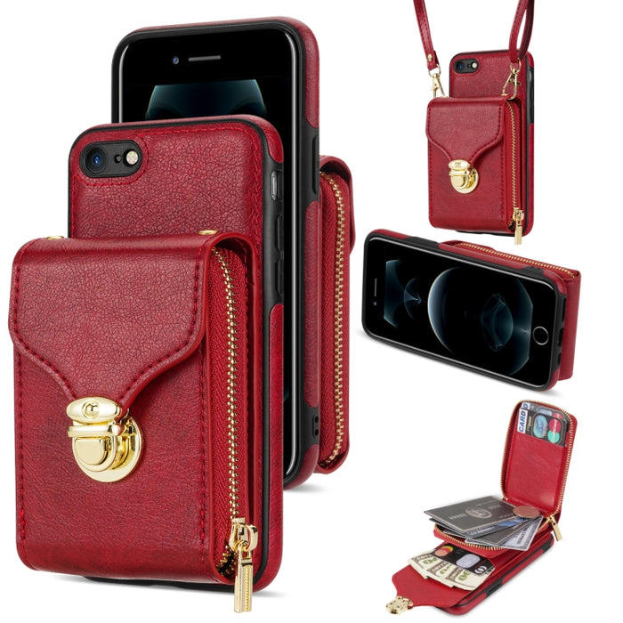 Zipper Hardware Card Wallet Phone Case, For iPhone SE 2022 / SE 2020 / 8 / 7, For iPhone 8 Plus / 7 Plus, For iPhone 6s Plus / 6 Plus, For iPhone 6s / 6