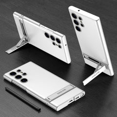 GKK Triumph Ultra-Thin Plain Leather Phone Case with Holder, For Samsung Galaxy S23 Ultra 5G