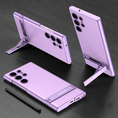 GKK Triumph Ultra-Thin Plain Leather Phone Case with Holder, For Samsung Galaxy S23 Ultra 5G