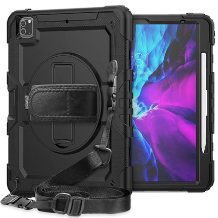 Shockproof Colorful Silicone + PC Protective Case with Holder & Shoulder Strap & Hand Strap & Pen Slot, For iPad Pro 12.9 (2020)