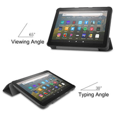 For Kindle Fire HD 8 (2020) Custer Pattern Pure Color Horizontal Flip Leather Case with Three-folding Holder & Wake-up / Sleep Function, For Kindle Fire HD 8 (2020)