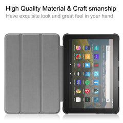 For Kindle Fire HD 8 (2020) Custer Pattern Pure Color Horizontal Flip Leather Case with Three-folding Holder & Wake-up / Sleep Function, For Kindle Fire HD 8 (2020)