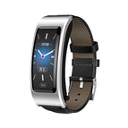 Silver + Black Leather Belt
