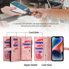 Zipper Wallet Magnetic Detachable Leather Phone Case, For iPhone 14, For iPhone 14 Pro, For iPhone 14 Plus, For iPhone 14 Pro Max, For iPhone 13, For iPhone 13 Pro, For iPhone 13 Pro Max, For iPhone 12 / 12 Pro, For iPhone 12 Pro Max, For iPhone 11