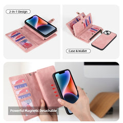 Zipper Wallet Magnetic Detachable Leather Phone Case, For iPhone 14, For iPhone 14 Pro, For iPhone 14 Plus, For iPhone 14 Pro Max, For iPhone 13, For iPhone 13 Pro, For iPhone 13 Pro Max, For iPhone 12 / 12 Pro, For iPhone 12 Pro Max, For iPhone 11