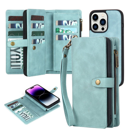 Zipper Wallet Magnetic Detachable Leather Phone Case, For iPhone 14, For iPhone 14 Pro, For iPhone 14 Plus, For iPhone 14 Pro Max, For iPhone 13, For iPhone 13 Pro, For iPhone 13 Pro Max, For iPhone 12 / 12 Pro