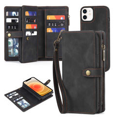 Zipper Wallet Magnetic Detachable Leather Phone Case, For iPhone 14, For iPhone 14 Pro, For iPhone 14 Plus, For iPhone 14 Pro Max, For iPhone 13, For iPhone 13 Pro, For iPhone 13 Pro Max, For iPhone 12 / 12 Pro, For iPhone 12 Pro Max, For iPhone 11