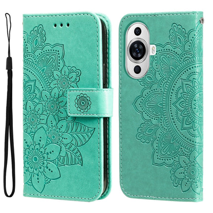 Seven-petal Flowers Embossing Leather Phone Case, For Huawei Mate 60 Pro, For Huawei Enjoy 60X, For Huawei nova 11 Pro, For Huawei nova 11