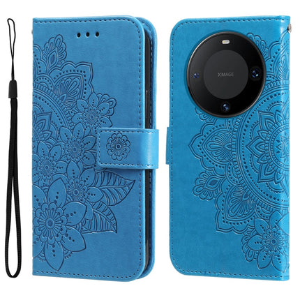 Seven-petal Flowers Embossing Leather Phone Case, For Huawei Mate 60 Pro, For Huawei Enjoy 60X, For Huawei nova 11 Pro, For Huawei nova 11
