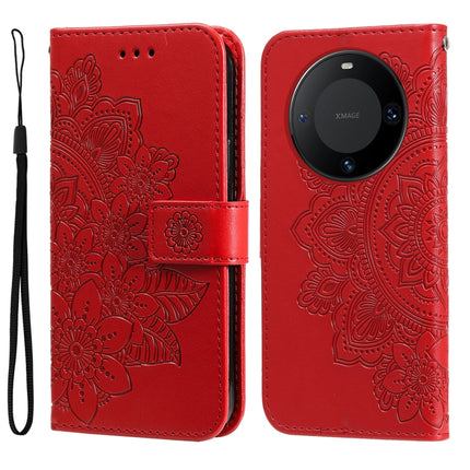 Seven-petal Flowers Embossing Leather Phone Case, For Huawei Mate 60 Pro, For Huawei Enjoy 60X, For Huawei nova 11 Pro, For Huawei nova 11