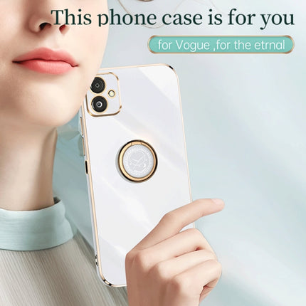 XINLI Straight Edge 6D Electroplate TPU Phone Case with Ring Holder