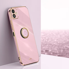 XINLI Straight Edge 6D Electroplate TPU Phone Case with Ring Holder, For Samsung Galaxy F14 5G, For Samsung Galaxy M14 5G, For Samsung Galaxy A04e 4G