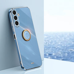 XINLI Straight Edge 6D Electroplate TPU Phone Case with Ring Holder