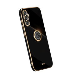 XINLI Straight Edge 6D Electroplate TPU Phone Case with Ring Holder