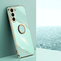 XINLI Straight Edge 6D Electroplate TPU Phone Case with Ring Holder, For Samsung Galaxy S24 Ultra 5G, For Samsung Galaxy S24+ 5G, For Samsung Galaxy S24 5G