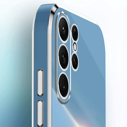 XINLI Straight Edge 6D Electroplate TPU Phone Case with Ring Holder, For Samsung Galaxy S24 Ultra 5G, For Samsung Galaxy S24+ 5G, For Samsung Galaxy S24 5G