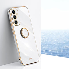 XINLI Straight Edge 6D Electroplate TPU Phone Case with Ring Holder, For Samsung Galaxy A15, For Samsung Galaxy A55, For Samsung Galaxy A35 5G