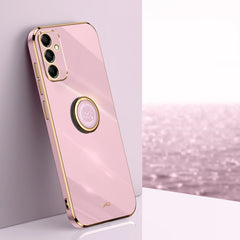 XINLI Straight Edge 6D Electroplate TPU Phone Case with Ring Holder, For Samsung Galaxy A15, For Samsung Galaxy A55, For Samsung Galaxy A35 5G