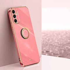 XINLI Straight Edge 6D Electroplate TPU Phone Case with Ring Holder, For Samsung Galaxy A15, For Samsung Galaxy A55, For Samsung Galaxy A35 5G