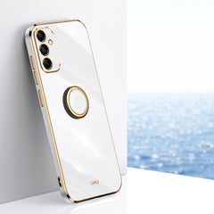 XINLI Straight Edge 6D Electroplate TPU Phone Case with Ring Holder, For Samsung Galaxy A15, For Samsung Galaxy A55, For Samsung Galaxy A35 5G