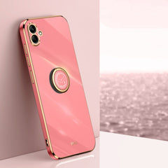 XINLI Straight Edge 6D Electroplate TPU Phone Case with Ring Holder, For Samsung Galaxy F14 5G, For Samsung Galaxy M14 5G, For Samsung Galaxy A04e 4G