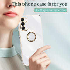XINLI Straight Edge 6D Electroplate TPU Phone Case with Ring Holder, For Samsung Galaxy A15, For Samsung Galaxy A55, For Samsung Galaxy A35 5G